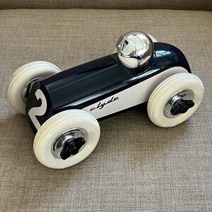 Playforever Clyde Midi #2 Race Car Blue and White Silver Helmet Rubber Wheels